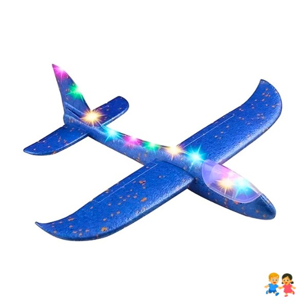 Juguete Avion Planeador Plumavit Anime Con Luces Led.