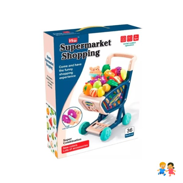 Juego Carrito De Compras Supermercado Con Accesorios 36 Pcs