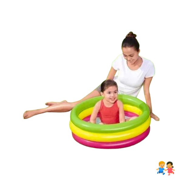 Pileta Inflable Redonda Tricolor 90 Cm Bebes Niños Infantil.