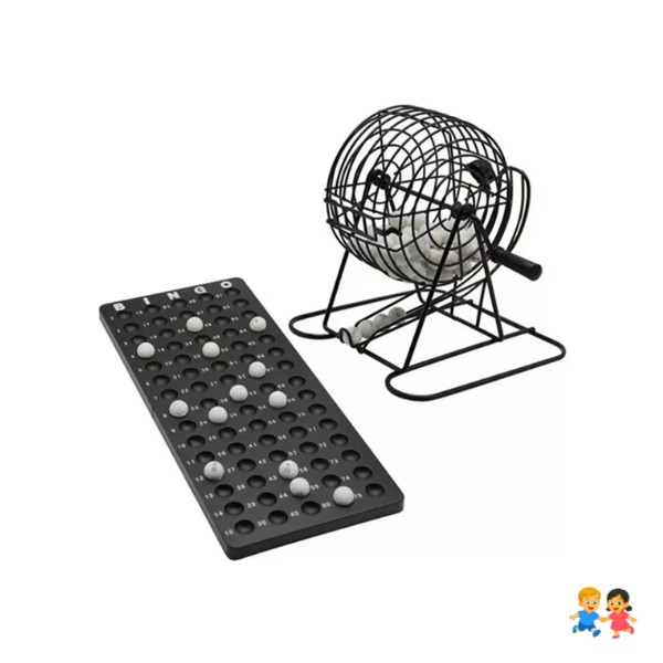Set Completo Bingo Tómbola Metálica Clásico De Lujo.