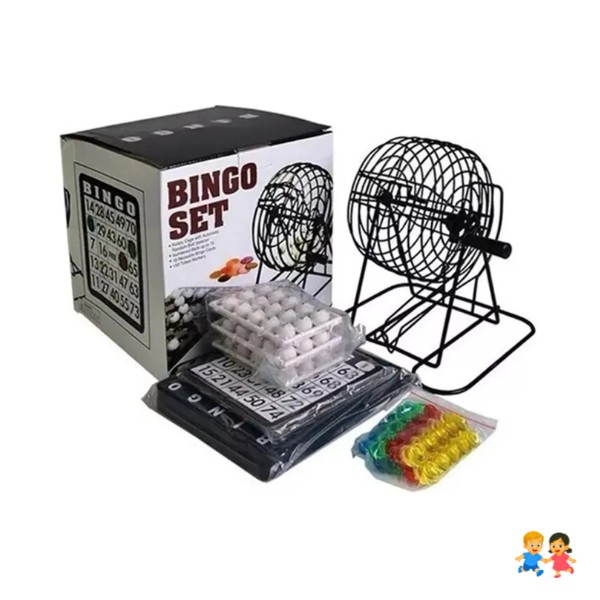 Set Completo Bingo Tómbola Metálica Clásico De Lujo.