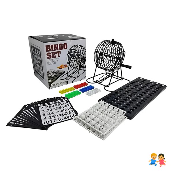 Set Completo Bingo Tómbola Metálica Clásico De Lujo.