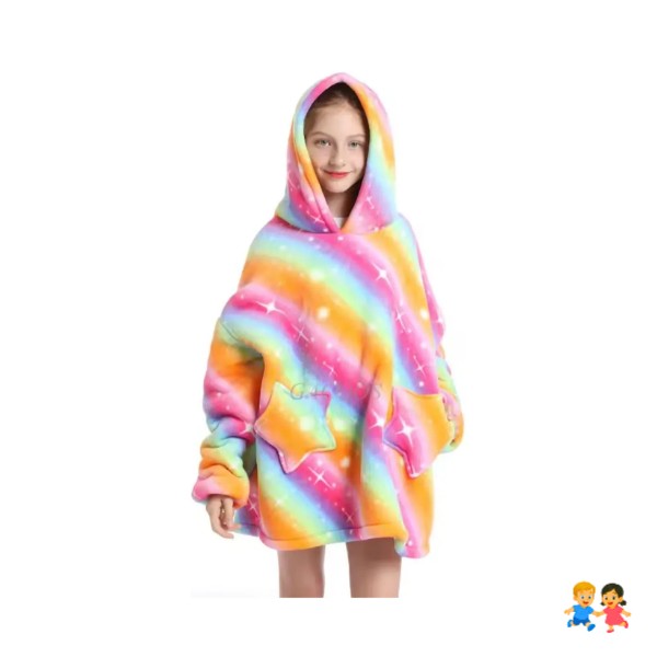 Polerón Manta De Polar Con Capucha Y Bolsillos Para Niños