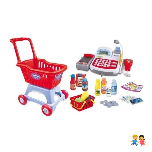 Set De Caja Registradora Y Carro De Supermercado Grande