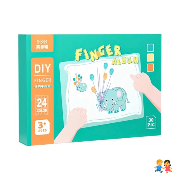 Set Pintura Arte Para Niños Kit Para Pinta Dedos 30 Páginas