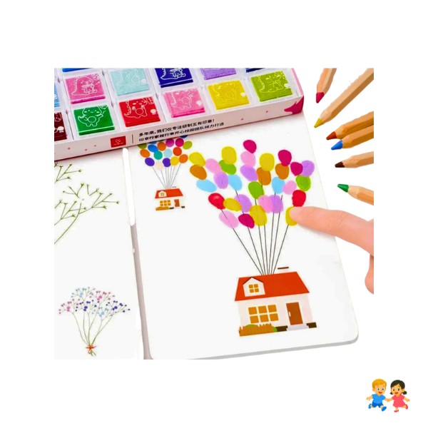 Set Pintura Arte Para Niños Kit Para Pinta Dedos 30 Páginas