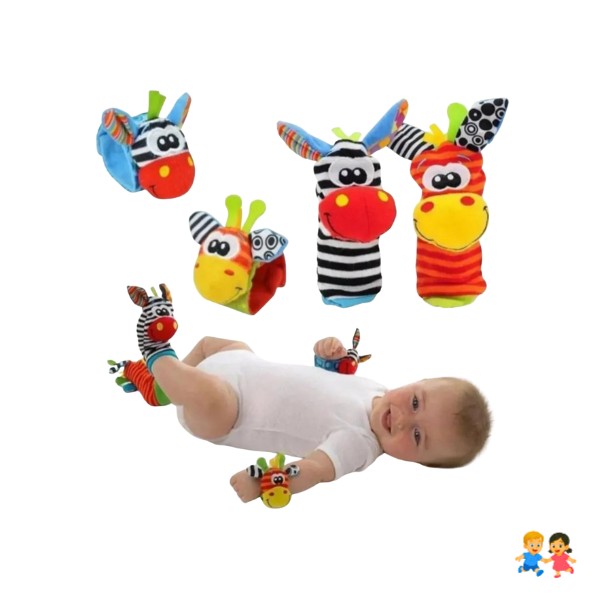 Set Estimulación Sonajeros Bebé 2 Calcetines + 2 Muñequeras