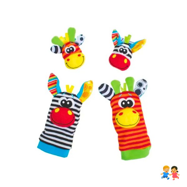 Set Estimulación Sonajeros Bebé 2 Calcetines + 2 Muñequeras