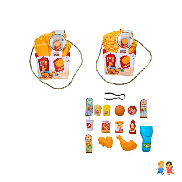 Set Comida Rápida Infantil 21 en 1 Juguete Portátil Papas y Cabrita