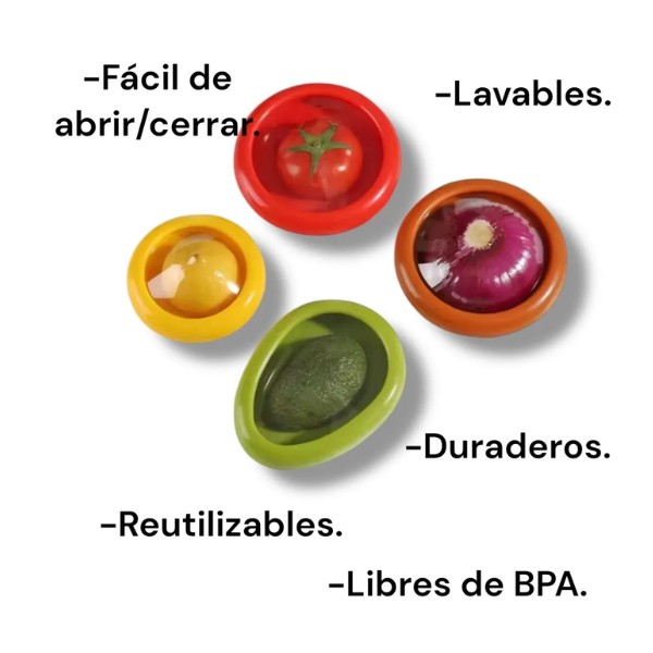 Contenedor Conservador Frutas Verduras Reutilizable Pack X4 Surtido