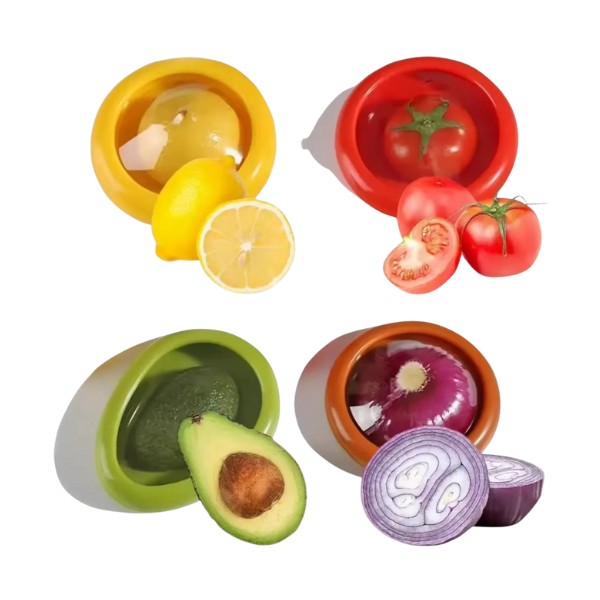 Contenedor Conservador Frutas Verduras Reutilizable Pack X4 Surtido