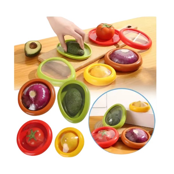 Contenedor Conservador Frutas Verduras Reutilizable Pack X4 Surtido