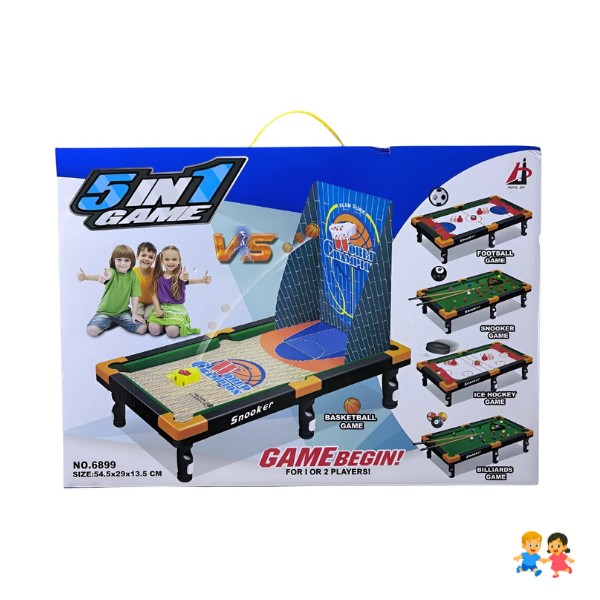 Juguete Mini Mesa 5 En 1 Juegos Billar Hockey Snooker