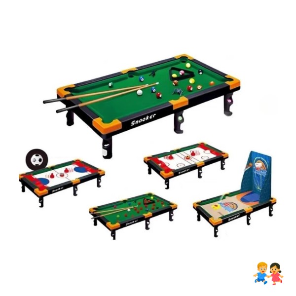 Juguete Mini Mesa 5 En 1 Juegos Billar Hockey Snooker