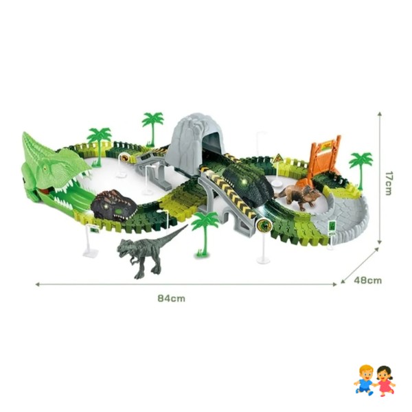 Pista Auto Dinosaurio Flexible Con Luz Led Juguete Niños