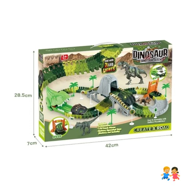 Pista Auto Dinosaurio Flexible Con Luz Led Juguete Niños