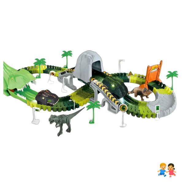 Pista Auto Dinosaurio Flexible Con Luz Led Juguete Niños