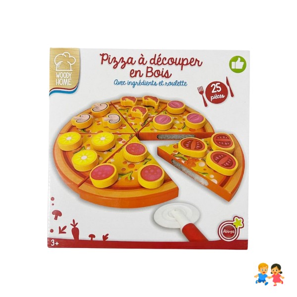 Pizza Armar Y Cortar Juguete Madera Didáctico