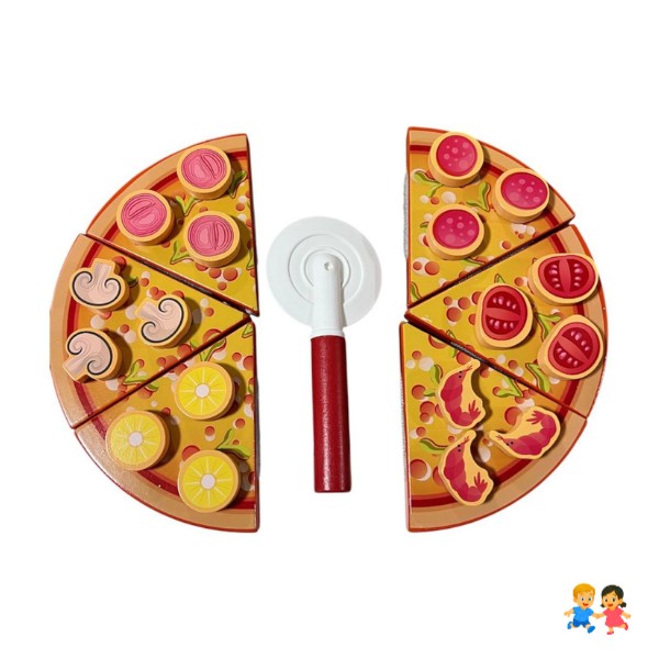 Pizza Armar Y Cortar Juguete Madera Didáctico