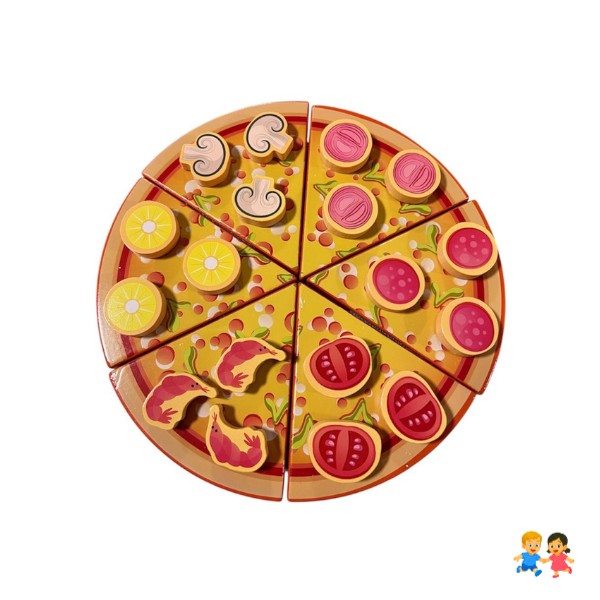 Pizza Armar Y Cortar Juguete Madera Didáctico