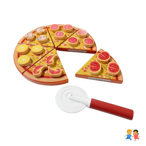 Pizza Armar Y Cortar Juguete Madera Didáctico