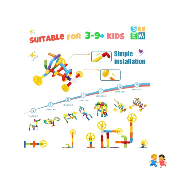 Juego Didáctico Tubos Conectores de Encaje para Niños