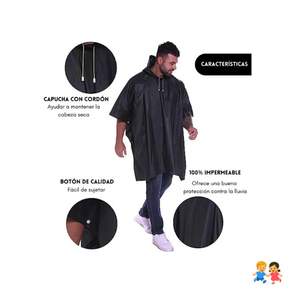 Capa Poncho Para La Lluvia 100% Impermeable