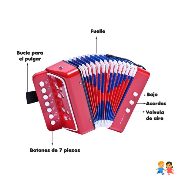 Mini Acordeón De Juguete Para Niños 7 Notas