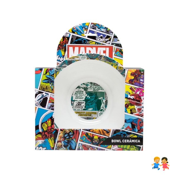 Bowl decorado con superhéroes Marvel estilo retro