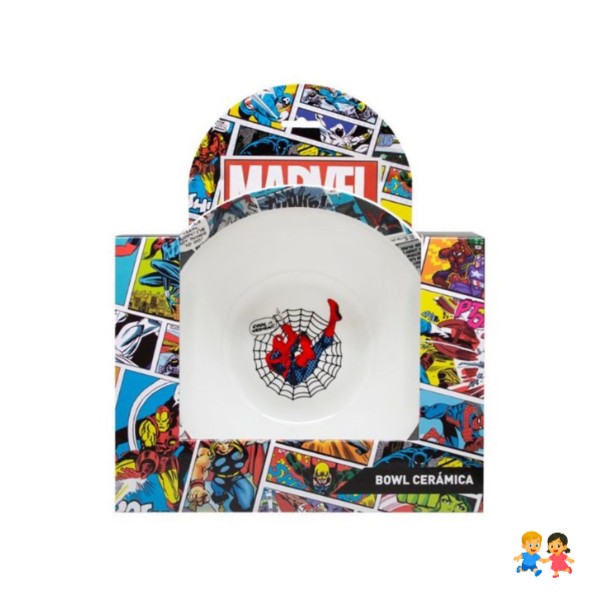 Bowl decorado con superhéroes Marvel estilo retro