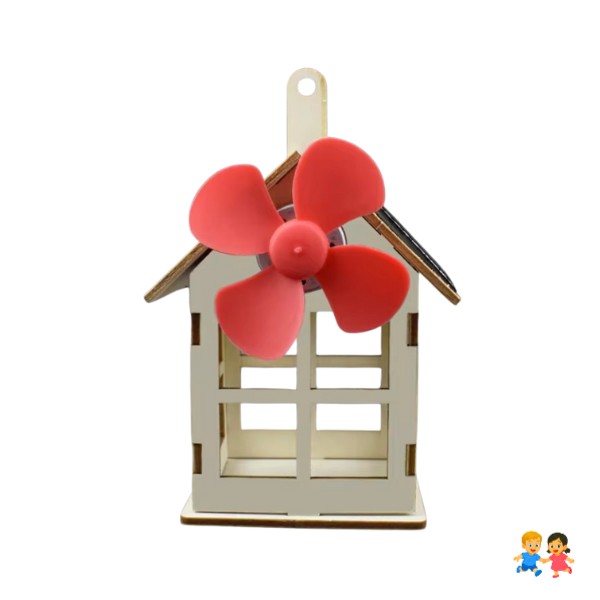 Mini Casa Con Ventilador Solar De Madera (armable)