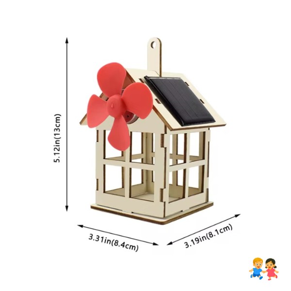 Mini Casa Con Ventilador Solar De Madera (armable)