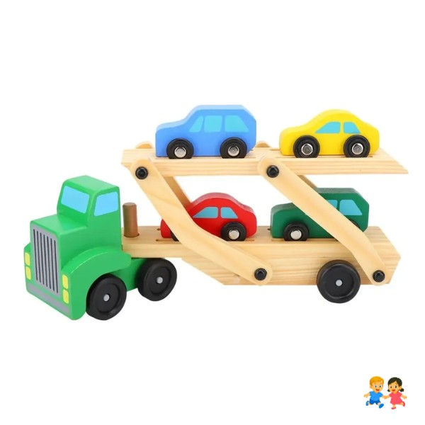 Camión Transportador De Autitos De Madera Juguete Didáctico Varios