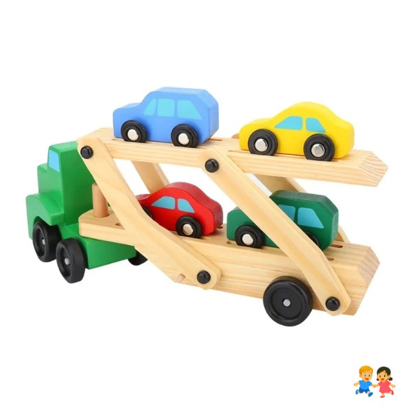 Camión Transportador De Autitos De Madera Juguete Didáctico Varios