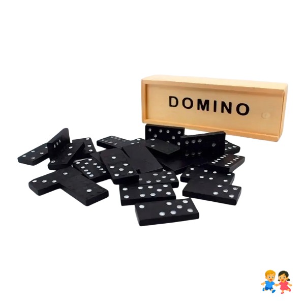 Negro Domino 28 Set En Caja De Madera