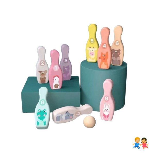Juego Palitroque De Madera Bowling Número Didáctico Niños