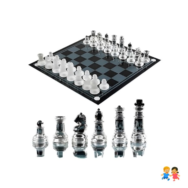 Ajedrez Cristal Calidad 26 X 26 Cristal Juego Mesa Lujo