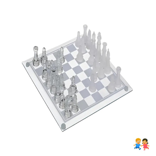 Ajedrez Cristal Calidad 26 X 26 Cristal Juego Mesa Lujo