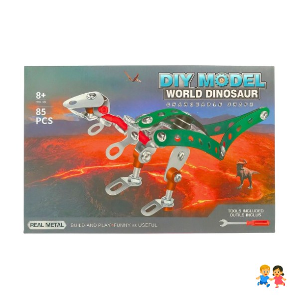 Kit Armable Dinosaurio Metálico 85 Piezas Juguete Educativo