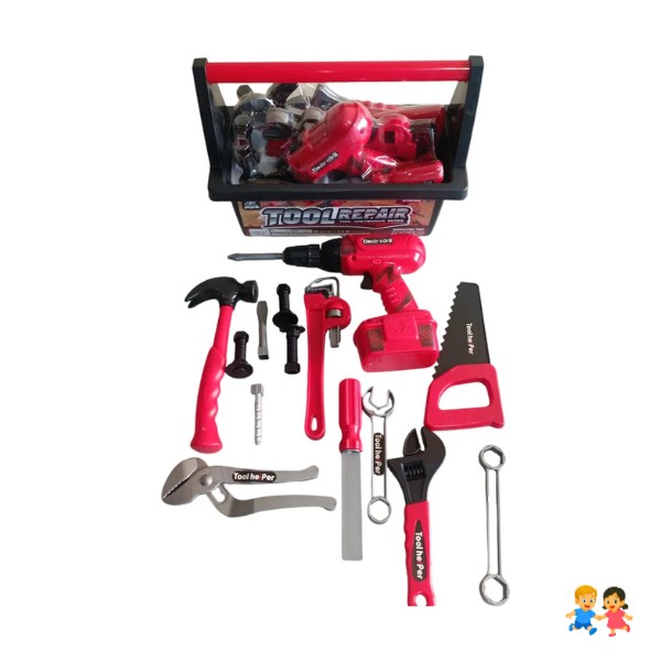 Maleta Roja Juego-herramientas Para Niño Con Taladro A Pila