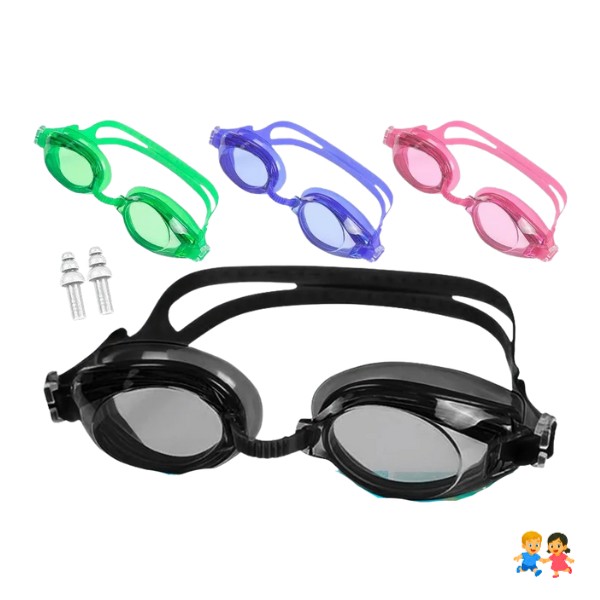 Lentes De Natación + Tapón Oído & Nariz Niños Colores