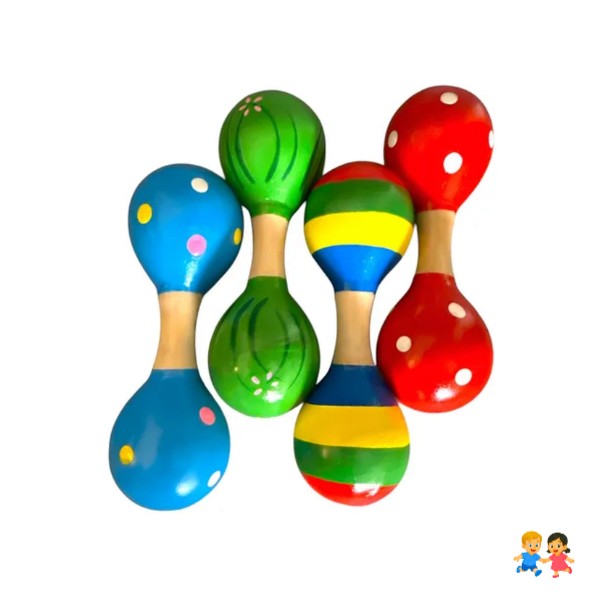 Sonajero Maraca De Doble Cabeza Juguete De Madera