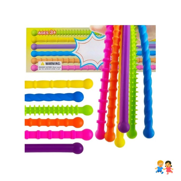 Juego 6 Varillas Antiestrés Texturizadas Para Niños Con TDAH O Ansiedad