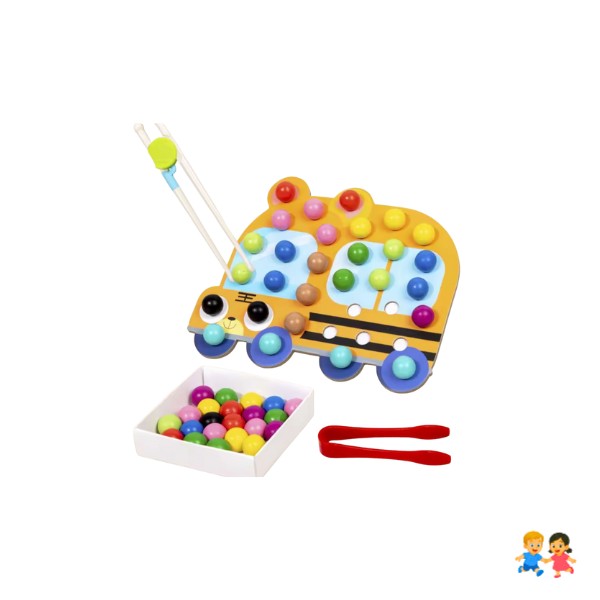 Juego Montessori De Motricidad Fina Con Pinzas Y Bolas