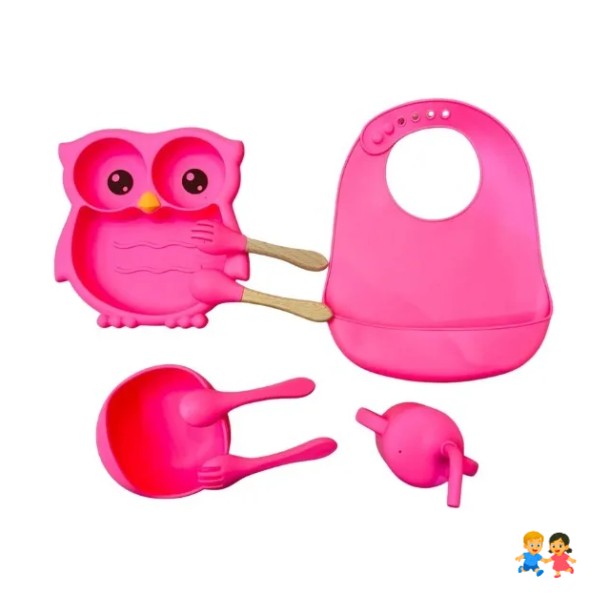 Set Alimentación Silicona Bebe 10 Piezas Antideslizante Elefante.