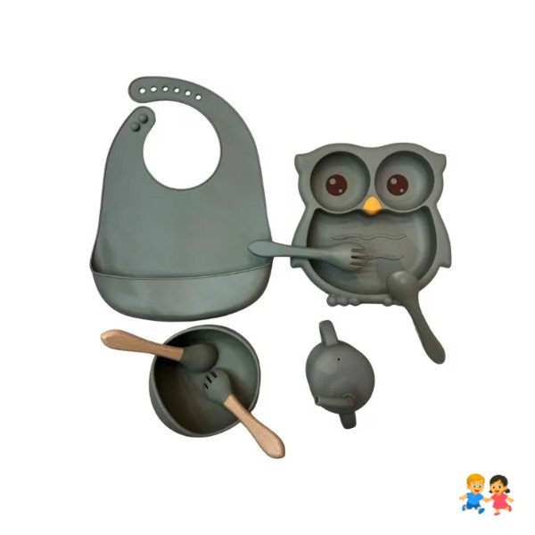 Set Alimentación Silicona Bebe 10 Piezas Antideslizante Elefante.