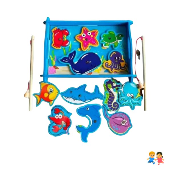 Juego De Pesca Magnético Madera Motricidad Fina Montessori