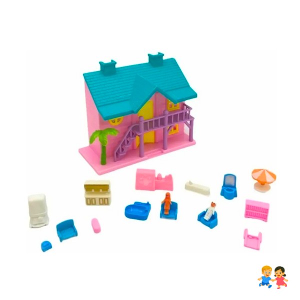 Casa De Muñecas Familia Con Accesorios  Set Completo Infantil