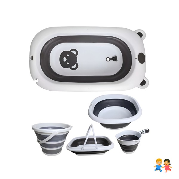 Kit Bañera Para Bebés Bañera Plegable De 5 Piezas