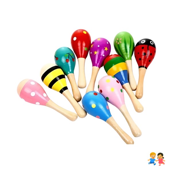 Sonajero Musical Maracas De Madera Juguete Niños